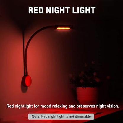 acegoo RV LED Reading Light 12V Flexible Neck Wall Lamp for RV Boat Camper Van Bedside or Seat Reading, Inbuilt USB Charger & Red Night Light DC12-24V Hard-Wired