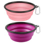 Kytely Large Collapsible Dog Bowls 2 Pack, 34oz Foldable Dog Travel Bowl, Portable Pet Water Food Bowl with Clasp, Pet Cat Feeding Cup Dish for Traveling, Walking, Hiking (Pink+Purple) - color: Purple & Pink