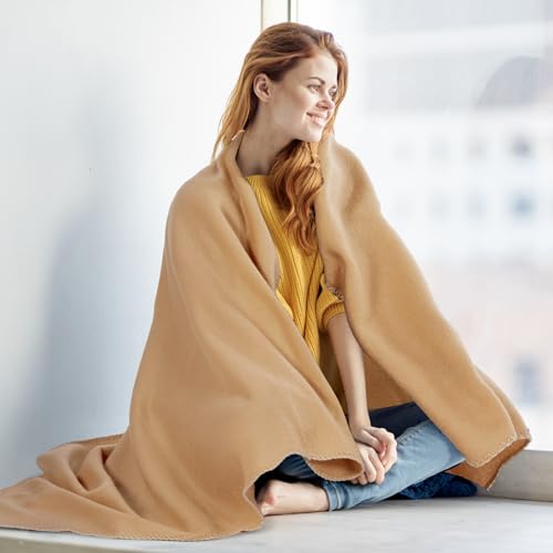 Buryeah 10 Pcs Fleece Blanket Bulk Soft Warm Fleece Blankets Cozy Lightweight Throw Blankets Plush Pet Throw Blanket for Home Bed Sofa Office Wedding Gifts Travel(50" x 60",Khaki) - color: Khaki