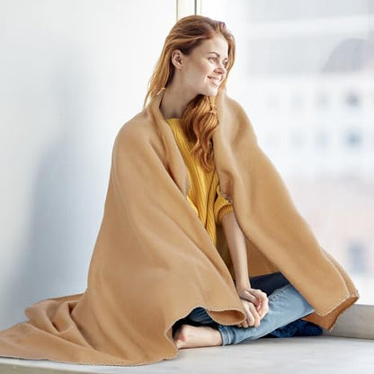 Buryeah 10 Pcs Fleece Blanket Bulk Soft Warm Fleece Blankets Cozy Lightweight Throw Blankets Plush Pet Throw Blanket for Home Bed Sofa Office Wedding Gifts Travel(50" x 60",Khaki) - color: Khaki