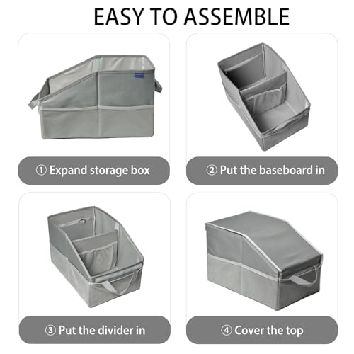 Car Seat Organizer，Collapsible Multi Compartment Car Organizer Adjustable Straps Car Box for SUV, Van, Grocery, Camping(Grey) - color: Grey
