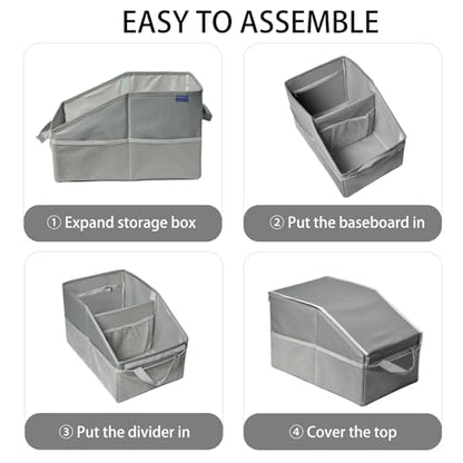 Car Seat Organizer，Collapsible Multi Compartment Car Organizer Adjustable Straps Car Box for SUV, Van, Grocery, Camping(Grey) - color: Grey