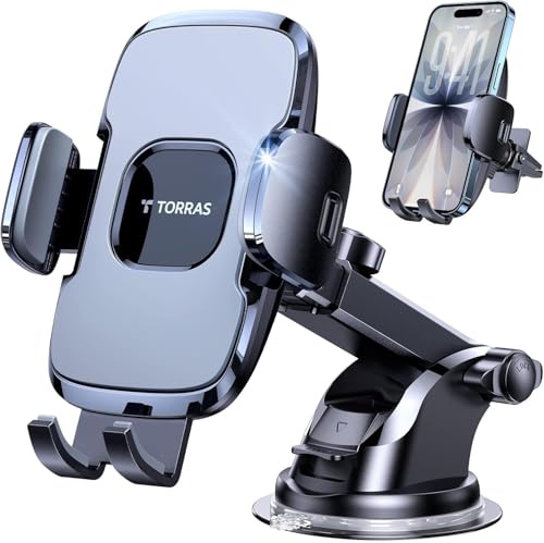 TORRAS Military-Grade Phone Holders for Your Car【96+LBS Strongest Suction】Car Phone Holder Mount, Ultra-Durable Cell Phone Car Mount Truck for Dashboard Windshield Vent for iPhone 17 16 15 Pro Max Air - color: Gray