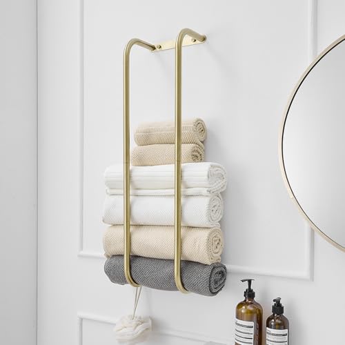 BWE Brushed Gold Towel Racks for Bathroom, Wall Mounted Towel Rack for Rolled Towels, Bathroom Towel Storage, Stainless Steel Vertical Towel Holder, Bathroom Organizer - color: Brushed Gold, size: 30 inch