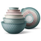 COOK WITH COLOR Mixing Bowls with Lids - 12 Piece Plastic Nesting Bowls Set includes 6 Prep Bowls and 6 Lids, Microwave Safe Mixing Bowl Set, Teal Embossed - color: Teal Embossed