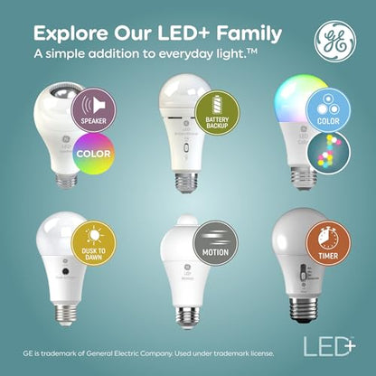 GE LED+ Battery Backup A21 LED Light Bulbs, Rechargeable Light for Power Outages + Flashlight, Soft White (2 Pack) - style: A21