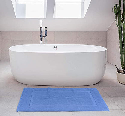 Utopia Towels Cotton Banded Rug, Bath Mats, Not a Bathroom Rug, 21 by 34 Inches, 100% Ring Spun Cotton, Highly Absorbent Shower Bathroom Floor Mat, Electric Blue, 2 Pack - color: Electric Blue