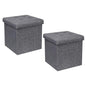 B FSOBEIIALEO Storage Ottoman Cube, Storage Chest Folding Foot Rest Seat, Linen Grey 12.6"X12.6"X12.6" (2 Pack) - color: Grey