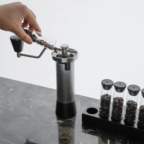 watchget Coffee Bean Container 6PCS Coffee Bean Cellars Tubes Single Dose Coffee Bean Storage with One-Way Exhaust Valve & Black Stand & Silicone Funnel- Organized Storage Solution - color: Black Aluminum Lid 6PCS