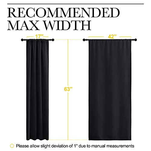 NICETOWN Black Blackout Curtain Blinds - Solid Thermal Insulated Window Treatment Blackout Drapes/Draperies for Bedroom (2 Panels, 42 inches Wide by 63 inches Long, Black) - color: Black, size: 42"W x 63"L (Pack of 2)