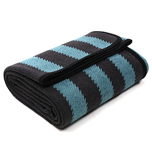PuTian Merino Wool Blanket - 87" x 63" Thick Warm Soft Large Bed Throw - Great for Camping, Outdoors, Travel, Car, Couch, All Seasons Blue Stripe - color: Blue Stripe, size: 63x87