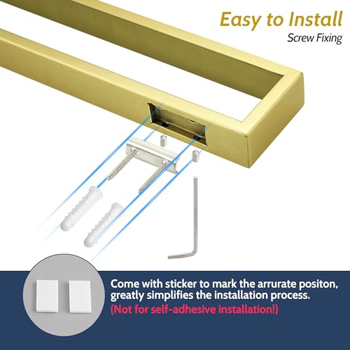 Sayayo Brushed Gold Towel Bar for Bathroom, 8 Inch Hand Towel Holder Wall Mount Square Towel Ring SUS304 Stainless Steel Towel Rack - color: Gold, size: 8 INCH