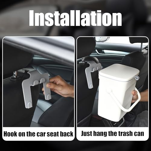 Leakproof Car Trash Can, Mini Hanging Garbage Can with Lid, Vehicle Trash Bin for Back Seat Car Garbage Bin for Sedans, SUVs, MPVs & Trucks (White) - color: White