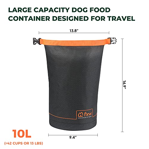 FXW Dog Food Travel Bag，Large Capacity for Travel Kibble Storage Perfect for RV Road Trips, Camping, Longterm Dog Boarding Gear Accessories Gray, 42 Cups - size: 10L