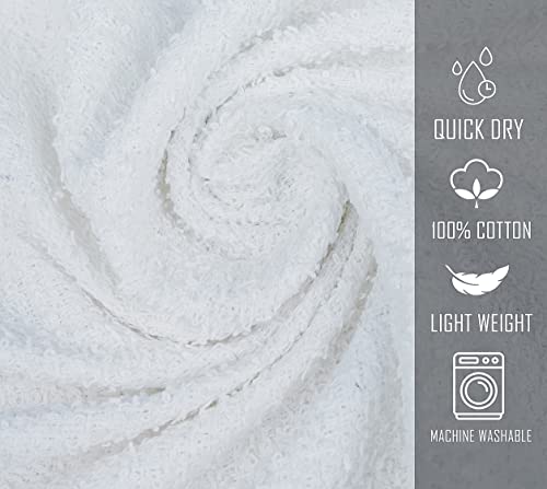 (Pack of 12 White Bath Towel Bulk 24x48 Inches - Economy Cheap Bath for Commercial Uses, Gym, Salon, Spa & Hair -Lightweight Bath Towels Quick Drying -Bath Towels Sets Bulk - color: White, size: Bath Towel - Pack of 12 - 24x48