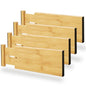 BAMEOS 4" High Bamboo Drawer Dividers - Adjustable Small Drawer Organizer - Kitchen, Dresser, Bathroom, Bedroom & Office - 4-pack - size: 4''H, 10''-12.28''L