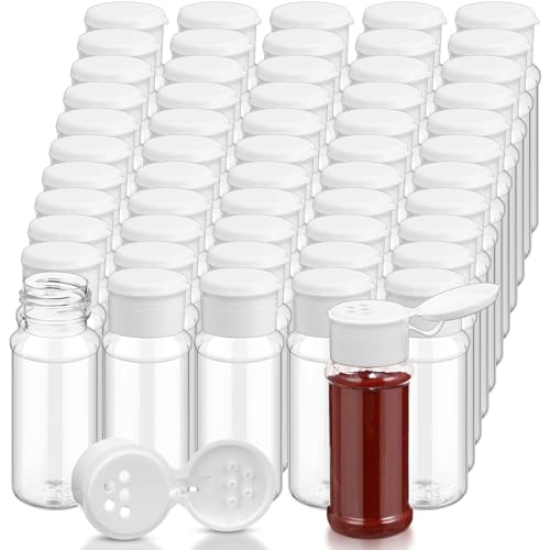 Amyhill 100 Pcs Plastic Spice Bottles Spice Jars Seasoning Jars Shaker Plastic Jars 3.3 Oz/ 100ml Seasoning Shaker with Shaker Lids(White Lid) - color: White Lid