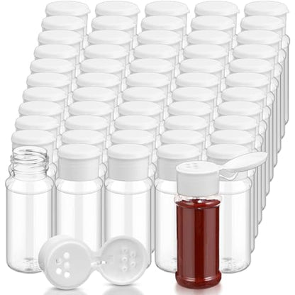 Amyhill 100 Pcs Plastic Spice Bottles Spice Jars Seasoning Jars Shaker Plastic Jars 3.3 Oz/ 100ml Seasoning Shaker with Shaker Lids(White Lid) - color: White Lid