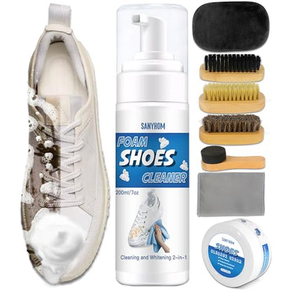 8-in-1 Shoe Cleaner Kit, Quick, Shoe Cleaning for Sneakers, Canvas Plastic Golf Leather Pink and White Shoes, Gentle Formula for Effortless Care Without Harming Shoes