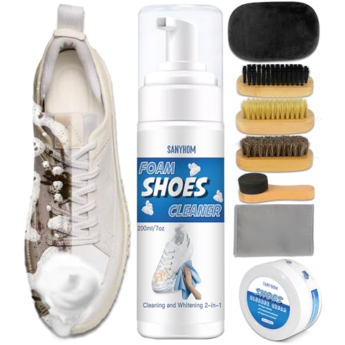 8-in-1 Shoe Cleaner Kit, Quick, Shoe Cleaning for Sneakers, Canvas Plastic Golf Leather Pink and White Shoes, Gentle Formula for Effortless Care Without Harming Shoes
