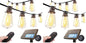 addlon 35FT Solar String Lights Outdoor, IP54 Waterproof Solar Powered with Remote & USB Port, 10+1 LED Shatterproof Bulbs, Dimmable Solar Light Outdoor for Camping Backyard Bistro Porch (Pack of 2) - size: 35FT (Pack of 2)