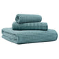 MICROFI New Microfiber Waffle Bath Towels, 3 Pieces, Oversized, Soft, Absorbent, Fast Drying, Lint Free, Includes Bath, Face and Hand Towels 430 GSM - color: Green