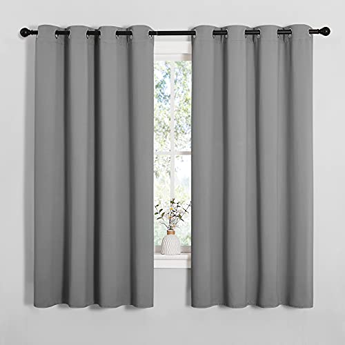 NICETOWN Silver Grey Blackout Curtain Panels for Bedroom, Thermal Insulated Grommet Top Blackout Draperies and Drapes for Basement (2 Panels, W55 x L68-inch) - color: Silver Grey, size: 55"W x 68"L (Pack of 2)