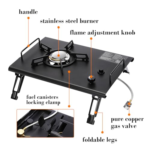 Camping Stove for IGT Table, Portable Isobutane Gas Stove with Carry Bag, 4000W Camp Stove,Folding Propane Burner, IGT Accessories for Picnic, RV, Car Trip, Tailgating, Patio, Backyard