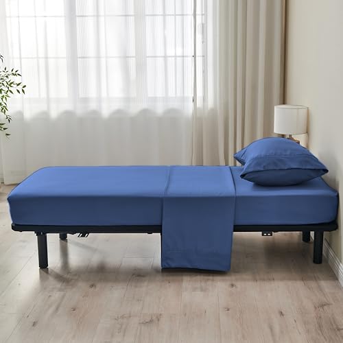 Kingnex 30x75x9 RV Bunk Sheets Set for Narrow Twin Bed Soft Brushed 1800 Microfiber 3 Piece Bedding Set Includes 1 Cot Size Fitted Sheet 1 Flat Sheet 1 Pillowcase Cot Navy - color: Navy, size: Cot 30x75 RV Bunk Set