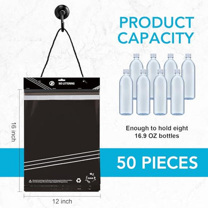 Disposable Car Trash Bag - Large Capacity - Car Garbage Bag Hanging from Headrest - Easy to Stick-On, Leakproof, Smellproof Car Trash Can - Ideal for Travel, Camping, and Home Use (All Black, 50) - color: All Black