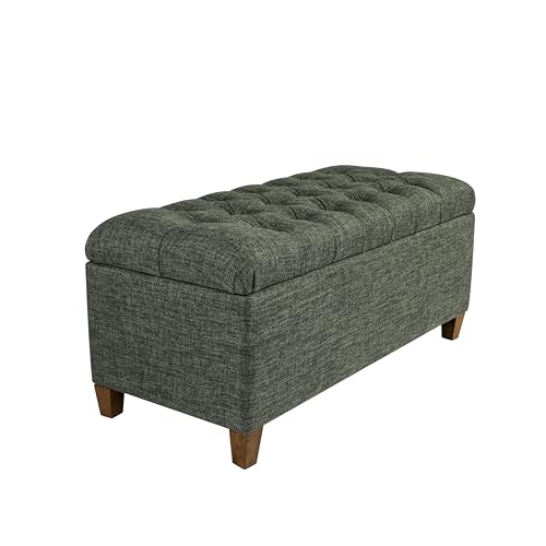 HomePop Ainsley 40" Storage Ottoman Bench - Green Clover Fabric - color: Green Clover Fabric