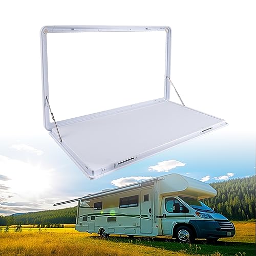 RV External Folding Table, Caravan External Hanging Table, Aluminum Wall Mount Hanging Dining Table, Drop Leaf Table Maximum Load 25kg, Perfect for Campervans and Motor Homes ( Color : White , Size : - color: White, size: 80x45cm/31.5x17.7in
