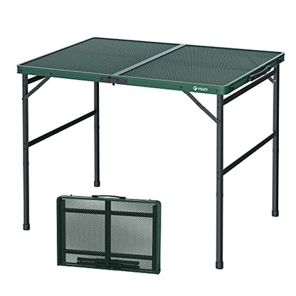 VILLEY Grill Table, 3ft Folding Camping Table with Aluminum Adjustable Legs, Portable Lightweight Camp Table for Beach Picnics and Outdoor Cooking - color: Green