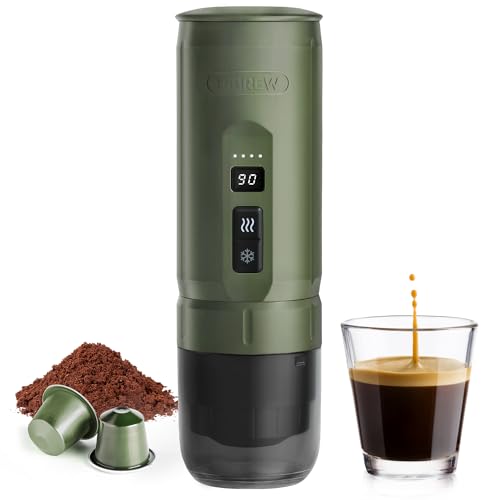 HIBREW H4C Classic - Portable Electric Espresso Machine, USB-C Rechargeable Coffee Maker with Removable Battery, Compatible with Ground Coffee & NS Capsules, Travel & Home(Green) - color: Green
