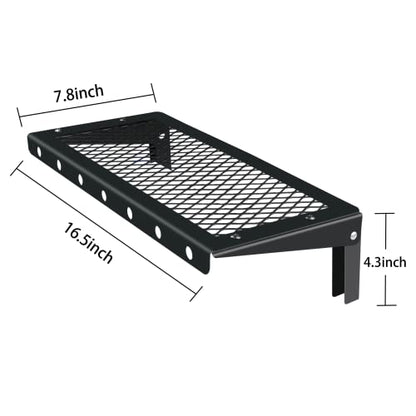 Floating Wall Shelves Set of 2, Black Floating Shelves,Wall-Mounted Bookshelf,Mesh Panel, Used in Living Room, Kitchen, Bathroom, Garage,Folding with Hooks.