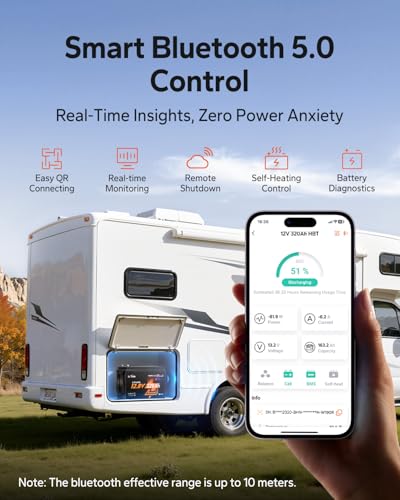 Litime 12V 320Ah Mini Self-Heating Lithium RV Battery, Max 15000 Deep Cycles LiFePO4 Battery, Bluetooth & 2 Heating Mode. - size: 320Ah Heated (Mini)