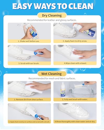 Jevvu Shoe Cleaner, Sneaker Cleaner Kit with Brush and Towel, Deep Clean Shoe Cleaning Kit for White Shoes - size: 2 Pack 6.76 fl oz