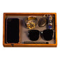 Shinpuru Wooden Valet Tray for Men, Nightstand Organizer with Leather Inlay, EDC Essentials Catchall Tray for Keys, Phone, Wallet, Watch, Earbuds - Bedside Desk Entryway Tray (Wood-Full) - color: Brown-F