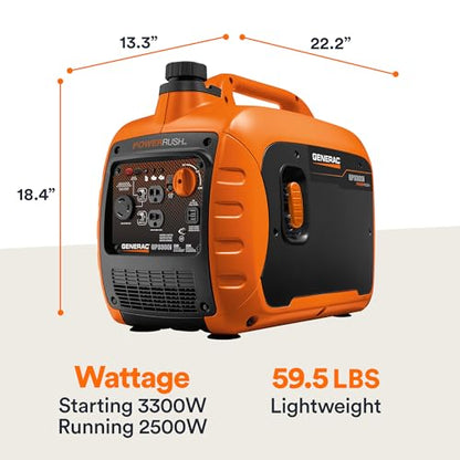 Generac 3,300-Watt Gas Powered Portable Inverter Generator - Lightweight and Compact - USB Ports for Device Charging - Produces Clean, Stable Power - Great for Home Backup, Camping, and RV Use - style: 3300-Watt Inverter - COsense - 49 ST