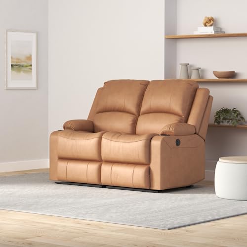 Camper Comfort 58" Wall Hugger Reclining RV Theater Seats | Double Recliner RV Sofa | RV Couch | Wall Hugger Recliner | RV Theater Seating | RV Furniture (Powered, Sand) - color: Sand, style: Powered