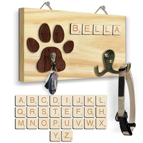Dog Leash Holder Wall Mount, Pet Harness Hanger with Scrabble Letters, Dog Collar Organizer for Entryway, Cat Leash Key Holder for Wall, Pet Memorial Loss Gifts, Home Decor PF218-N - color: Style 2, size: 7.8″ x 5.5"
