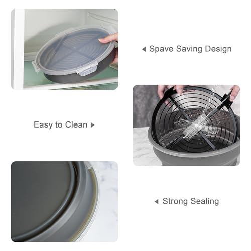 FJNATINH Collapsible Batter Bowl - Mess Free Better Breader Shaker Bowl with Lid Breading Shaker Container - Great for Fried Fish, Fried Chicken, Onion Rings, Wings & More,No Leak,Easy to Store,Gray - color: Gray