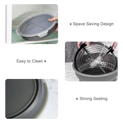 FJNATINH Collapsible Batter Bowl - Mess Free Better Breader Shaker Bowl with Lid Breading Shaker Container - Great for Fried Fish, Fried Chicken, Onion Rings, Wings & More,No Leak,Easy to Store,Gray - color: Gray