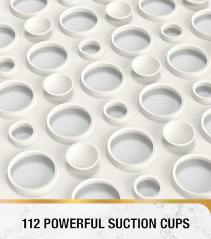 HITSLAM Bathtub Mat Non Slip, 30 x 17 Inch TPE Bath Mat for Tub, Efficient Drainage Bathroom Shower Mat with Suction Cups, Bath Tub Mat, Soft on Feet and Easy to Clean, White - color: White, size: 30" x 17" (Rectangular)