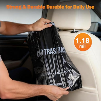 100 Count Recycled Disposable Car Trash Bags - 2.5 Gallon Heavy Duty Alternative to Bulky Car Trash Can & Car Garbage Can, Leakproof Smellproof Hanging & Stick-On Garbage Bag for Car, SUV, Truck - color: 100 Count(Black)