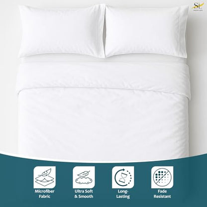 Shreem Linen Luxury 4 Piece Microfiber RV Sheet Set, Deep Pocket Fits Up to 10 inch, Soft, Wrinkle-Resistant, Camper, Travel Trailer Bedding, 3/4 Full Bunk 48x75, White - color: White, size: 3/4 Full Bunk - 48x75