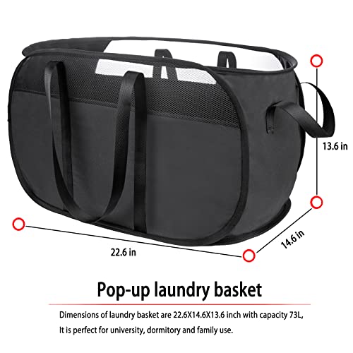 Pop Up Laundry Hamper，with Durable Handles collapsible laundry basket，Easy to Open and Fold for college Dorm,kids room，travel (2 black)… - color: 2 black
