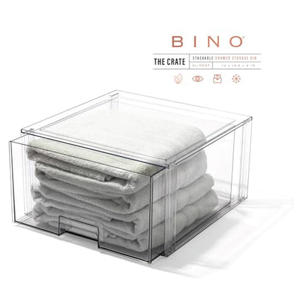 BINO | Stackable Storage Drawers, Tall X-Large - Clear | THE CRATE COLLECTION | Storage Bins With Drawers | Bathroom Organizers | Under Sink Organizer | Vanity Cabinet Home Organization - size: Tall X-Large