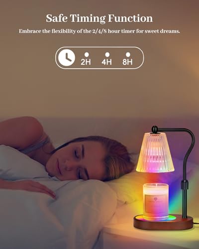 Engpure Candle Warmer Lamp with 7 LED Colors Lamp,Candle Warmer with Timer Dimmer Adjustable Height,Christmas Gift for Women Mom,Birthday Gifts for Women Mom - color: Black with RGB