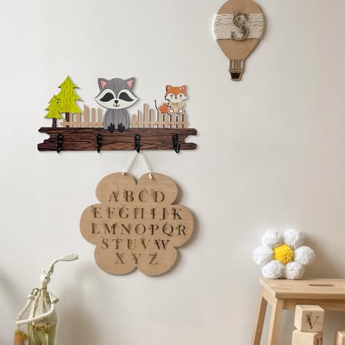 Dog Leash Holder for Wall Mount, Farmhouse Wooden Dog Claw Hooks, Paws Key Rack Accessories for Rustic Home Decor (Raccoon) - size: raccoon